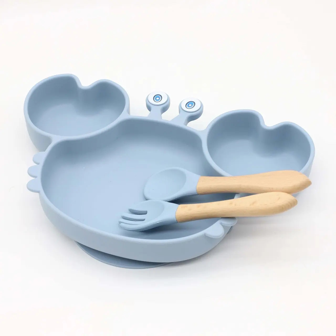 Plato Silicona Cangrejo con Cubiertos