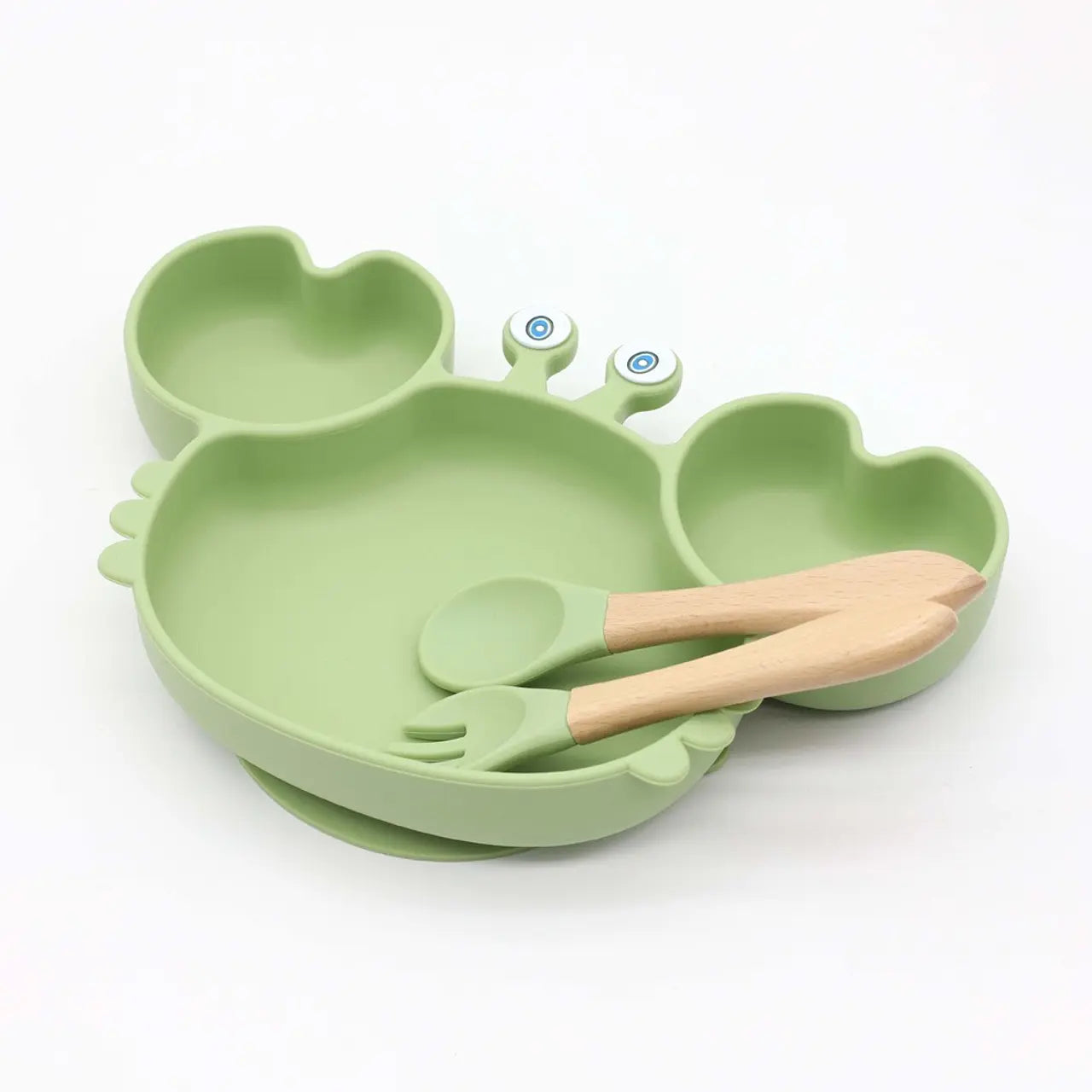 Plato Silicona Cangrejo con Cubiertos