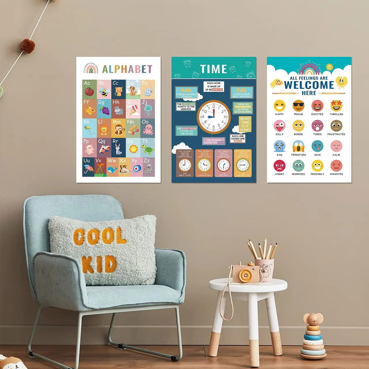 Set 16 Póster de Aprendizaje Niños
