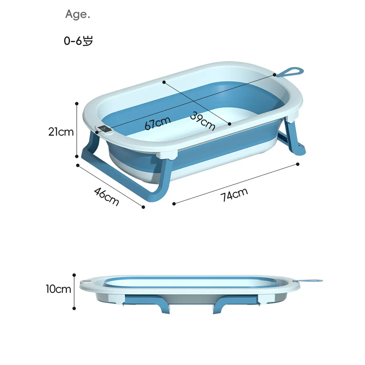 Tina Bebé Plegable con Termómetro