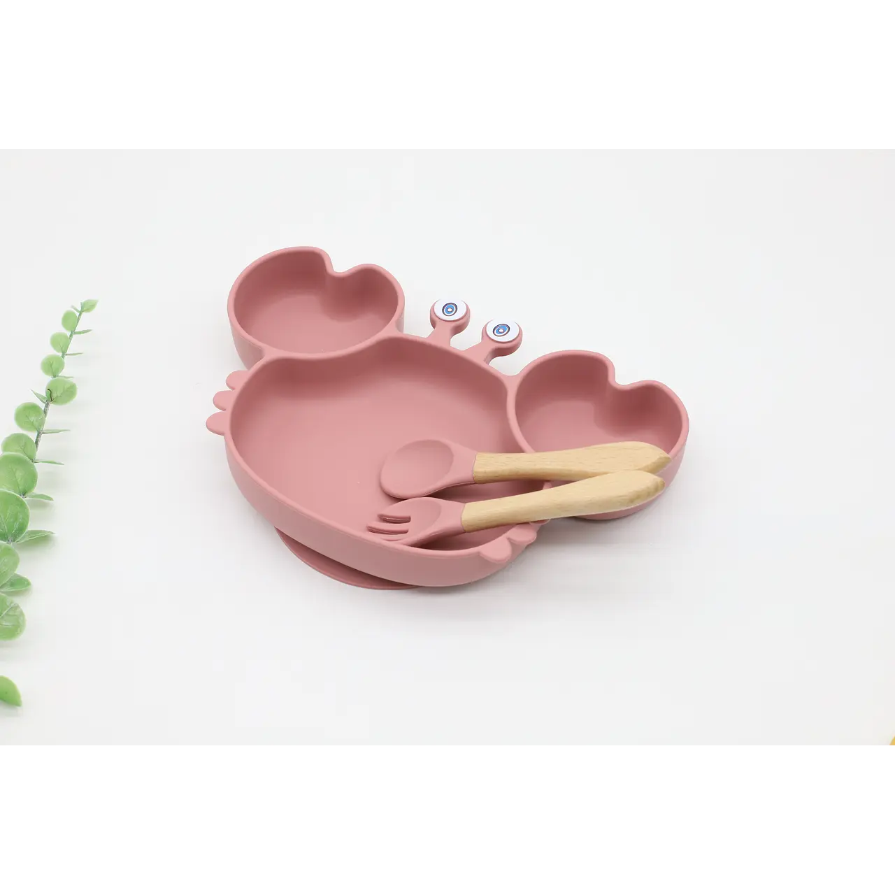 Plato Silicona Cangrejo con Cubiertos