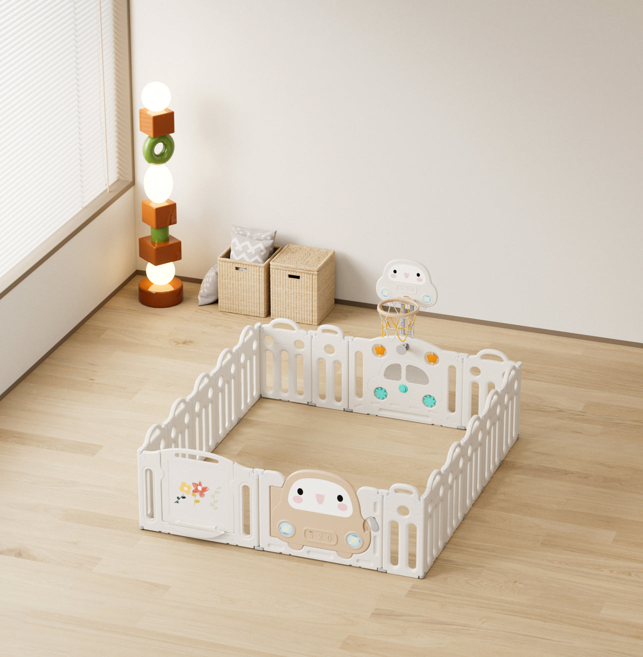Corral infantil plegable + Pizarra 180x200cm | Diseño autito