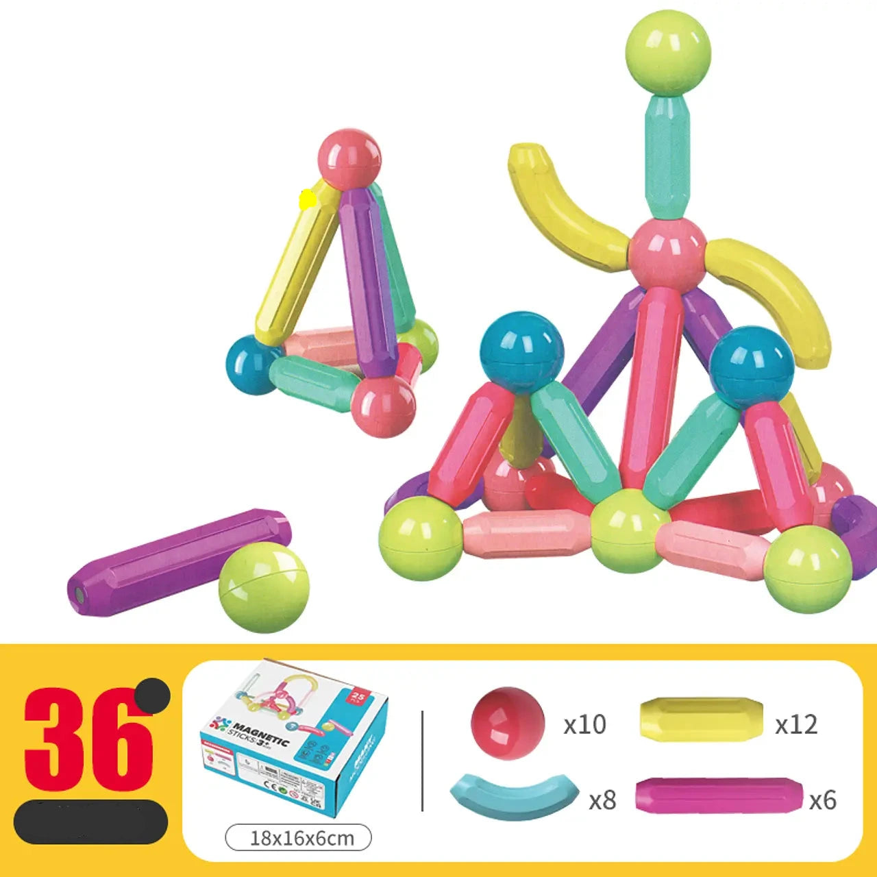 Set Tubos Magnéticos  36 Piezas