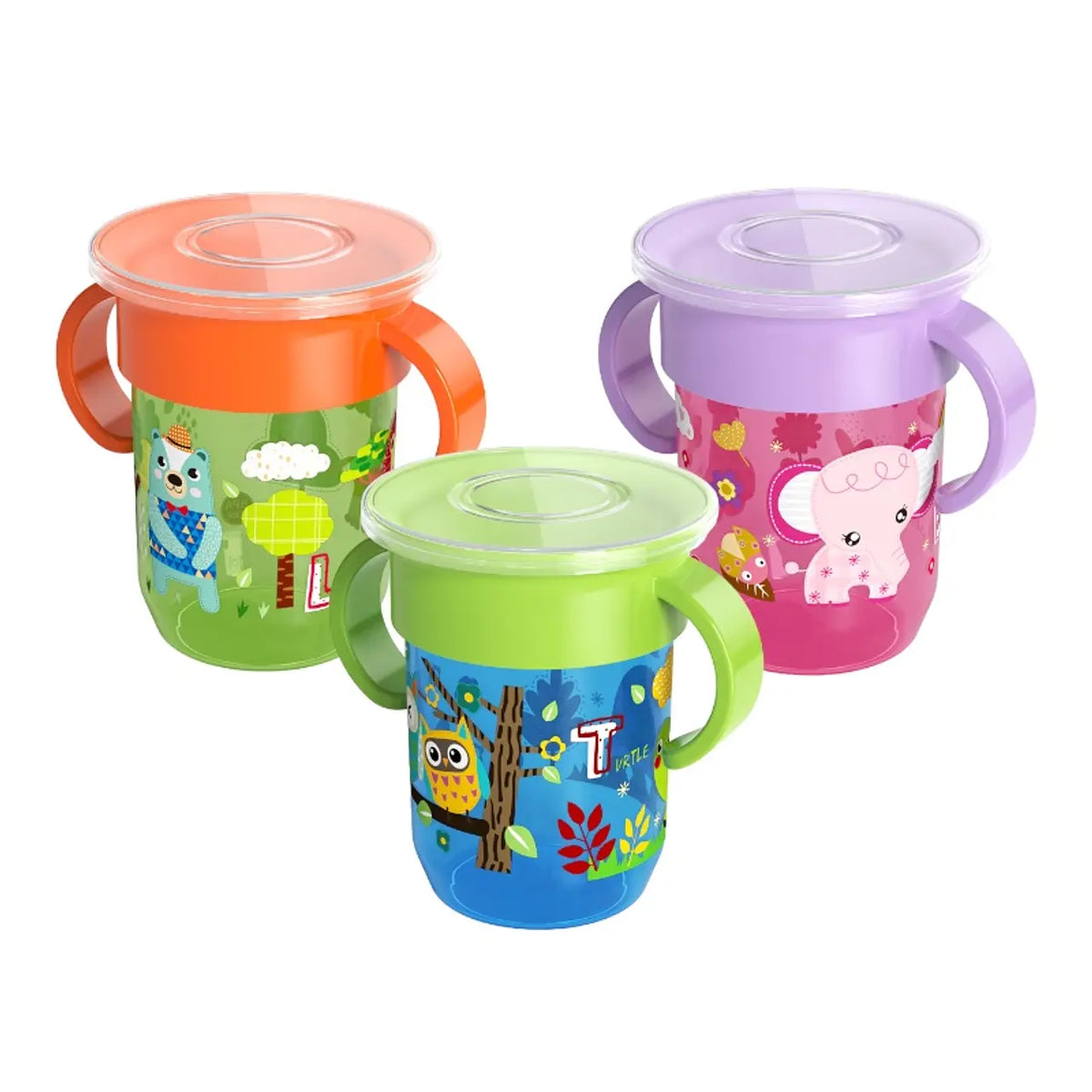 Vaso Antiderrame Animales 360° con asas - ROSA