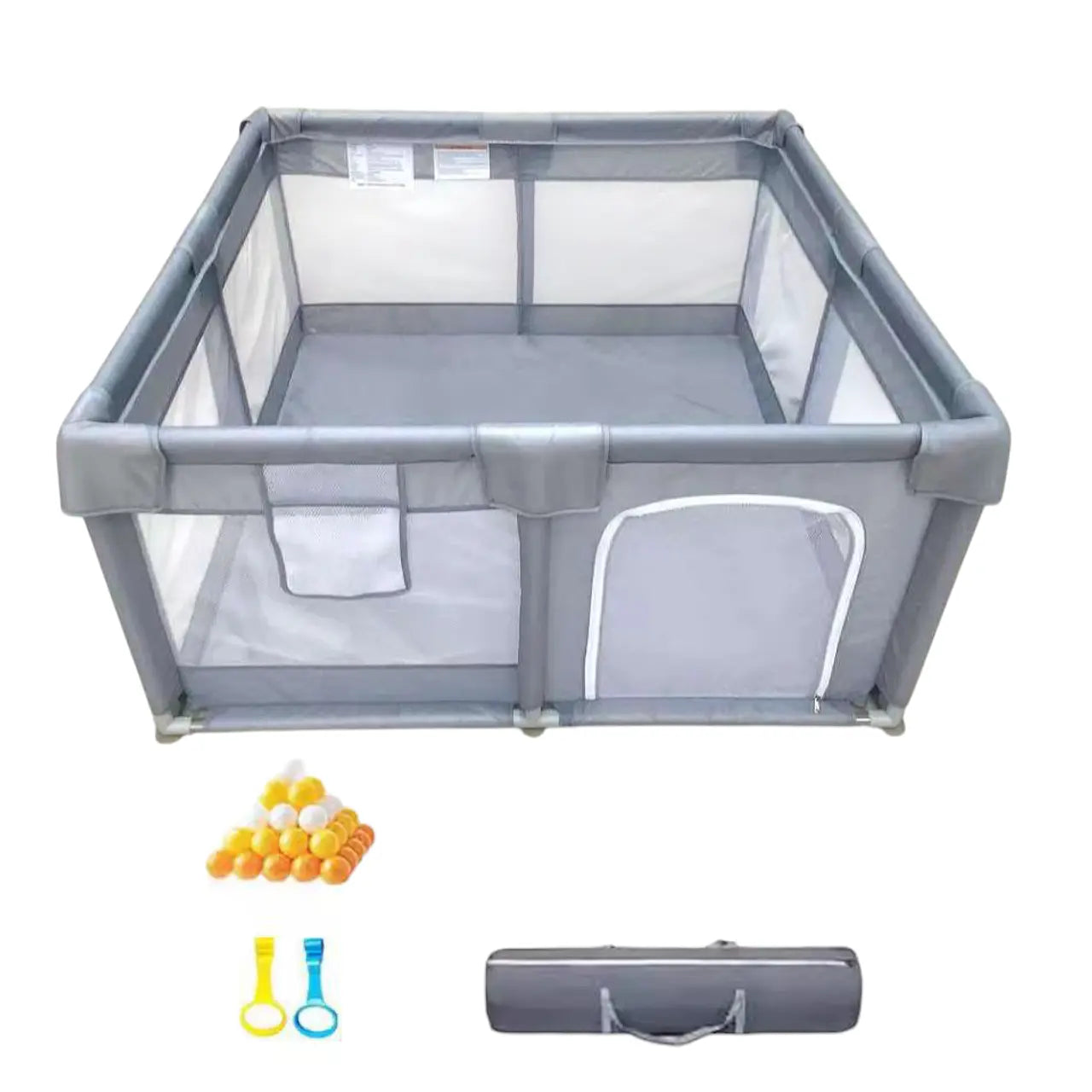 Pack Corral basics gris con Alfombra plegable 150x180x1 cm