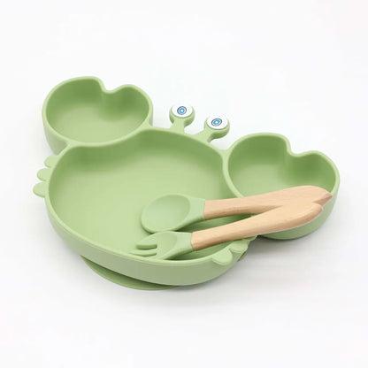 Plato Silicona Cangrejo con Cubiertos