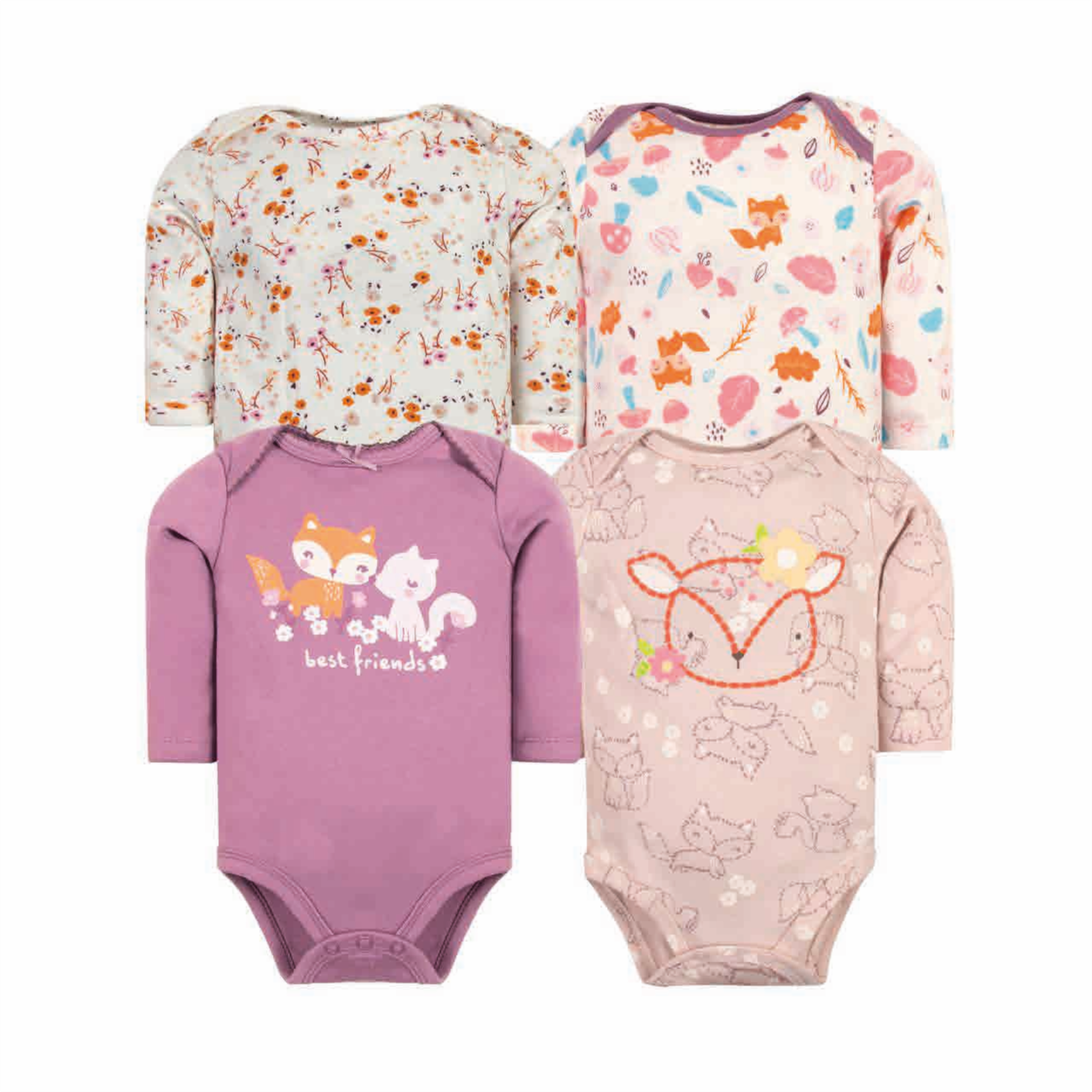 Set 4 Bodys Manga Larga Lila