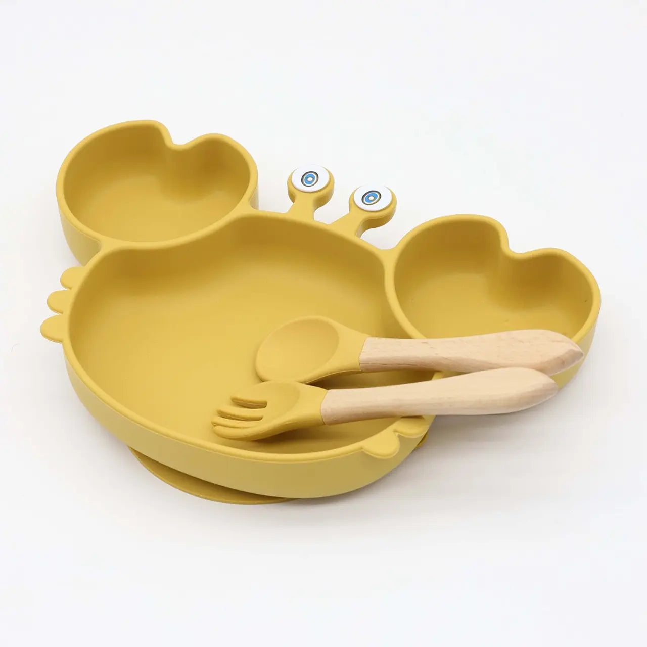 Plato Silicona Cangrejo con Cubiertos