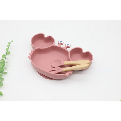 Plato Silicona Cangrejo con Cubiertos