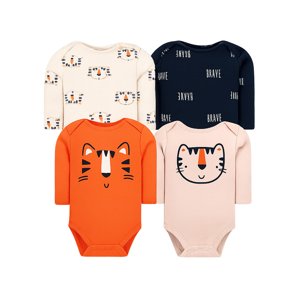 Set 4 Bodys Manga Larga Tigre