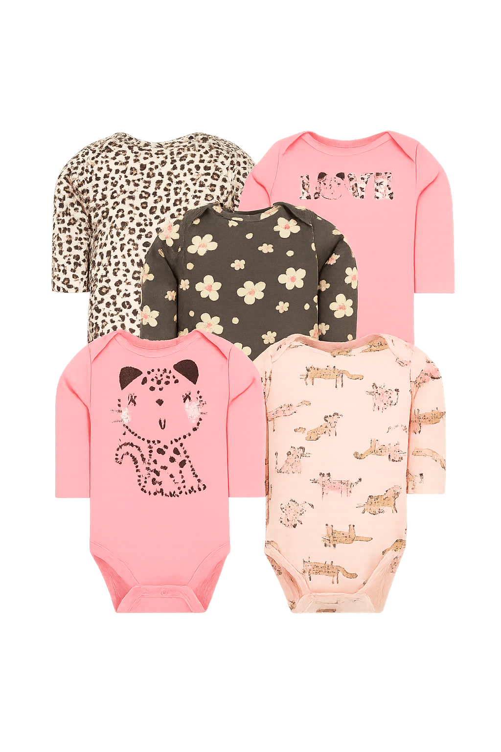 Set 5 Bodys Manga Larga Gatita