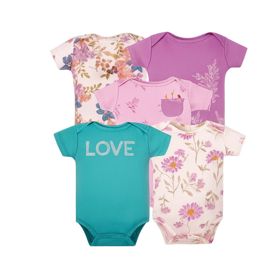 Set 5 Bodys Manga Corta Love