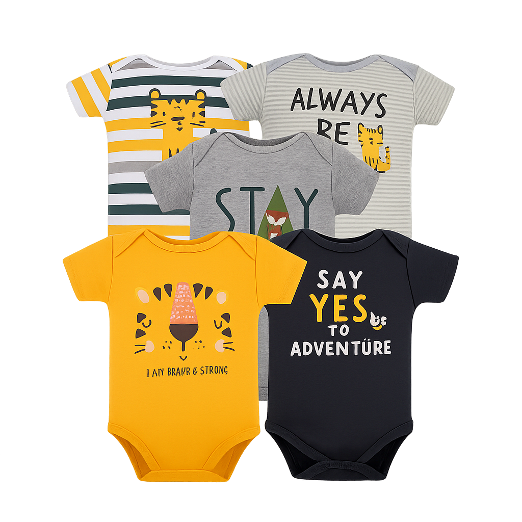 Set 5 Bodys Manga Corta Tigre