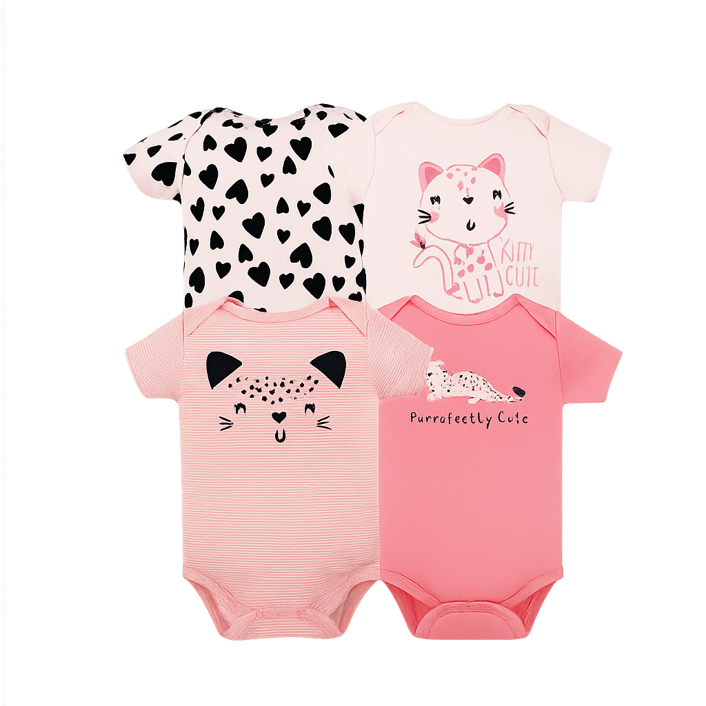 Set 4 Bodys Manga Corta Leopardo