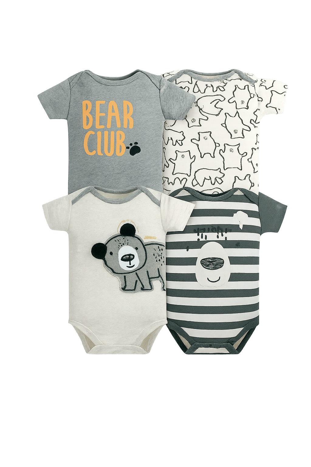 Set 4 Bodys Manga Corta Oso
