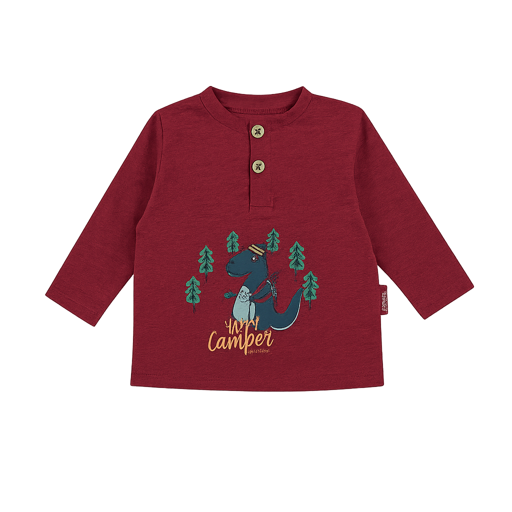 Polera Manga Larga Roja Algodón - 3 Meses