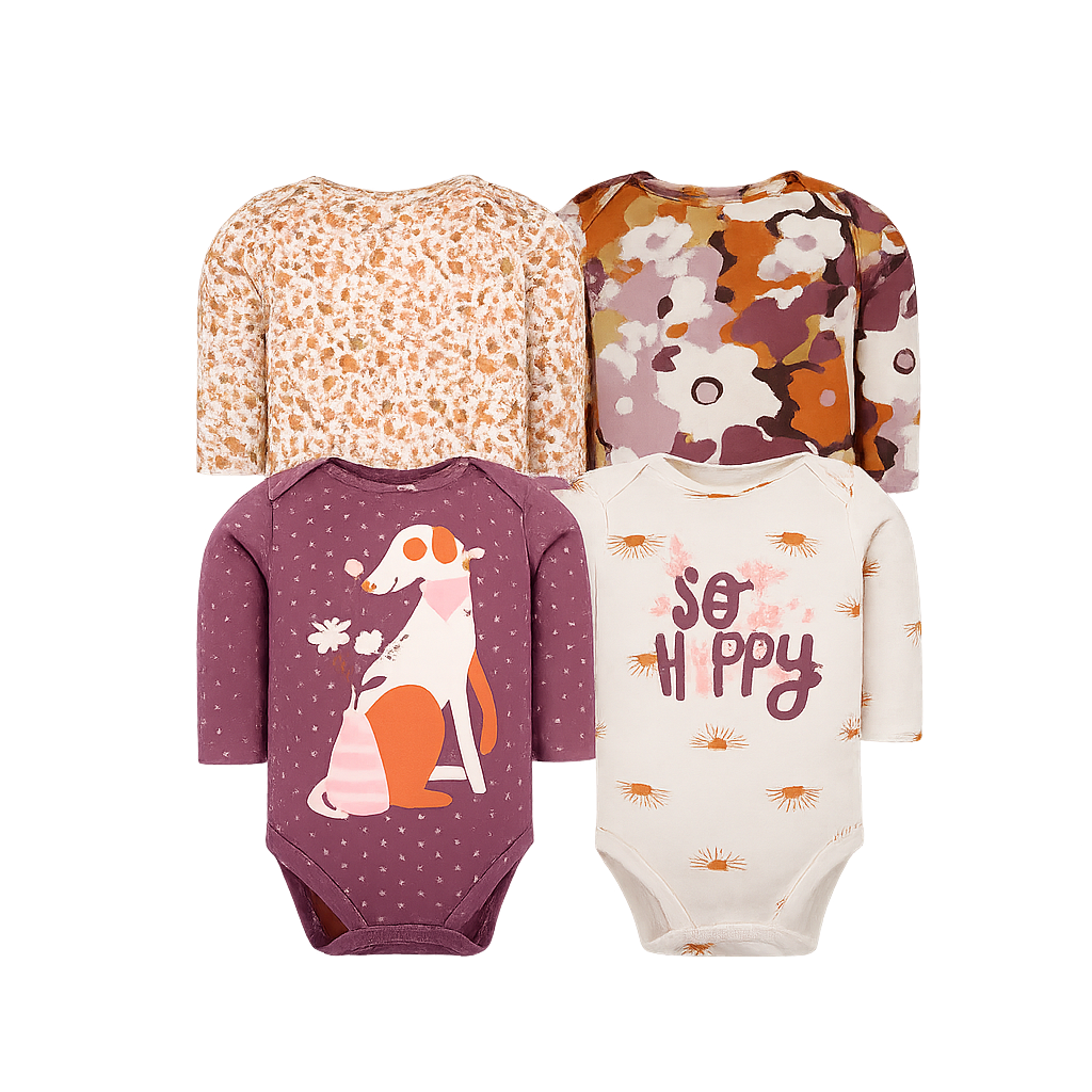 Set 4 Bodys Manga Larga Perrita