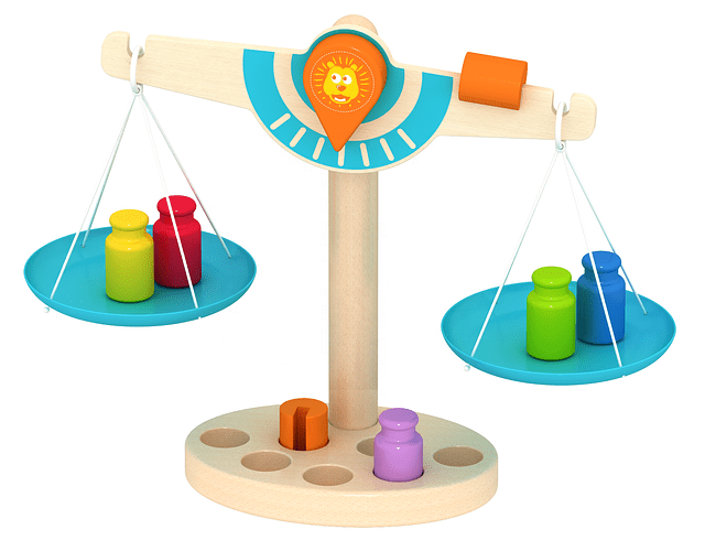 Balanza colorida de madera para niños